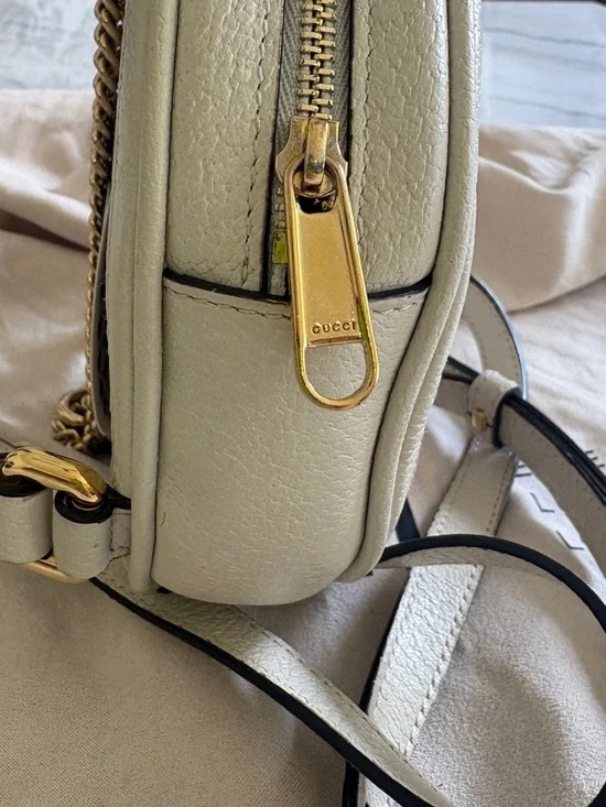 Gucci Textured Calfskin Web Mini Ophidia Round Backpack or Sling Bag - Picture 8 of 16